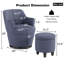Fauteuil d'appoint pivotant à 360 ° avec repose-pieds en lin de coton bleu, salon moderne, chaise de chambre à coucher-150790718