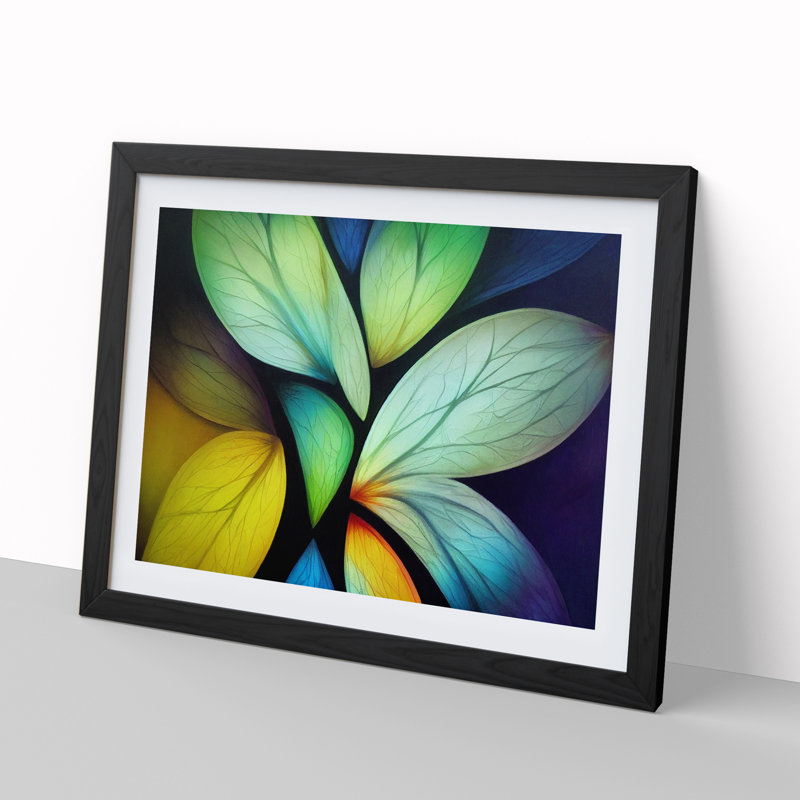 Illuminated Modern Flowers Abstract 1 Piece Single Picture Frame Wall Art, 34cm H x 46cm W x 2cm D, Black