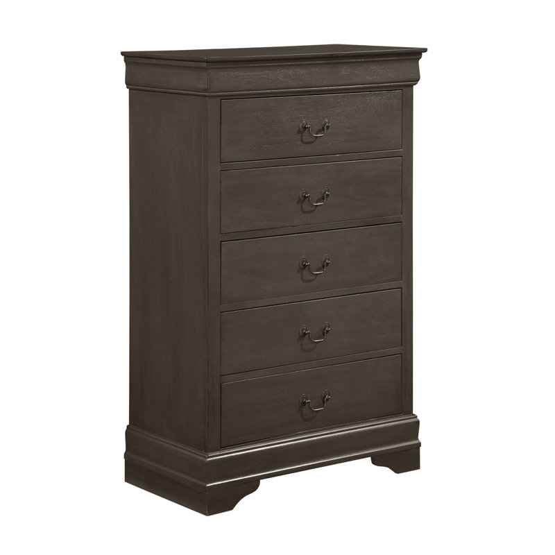 Commode 5 tiroirs Traditional, Gris