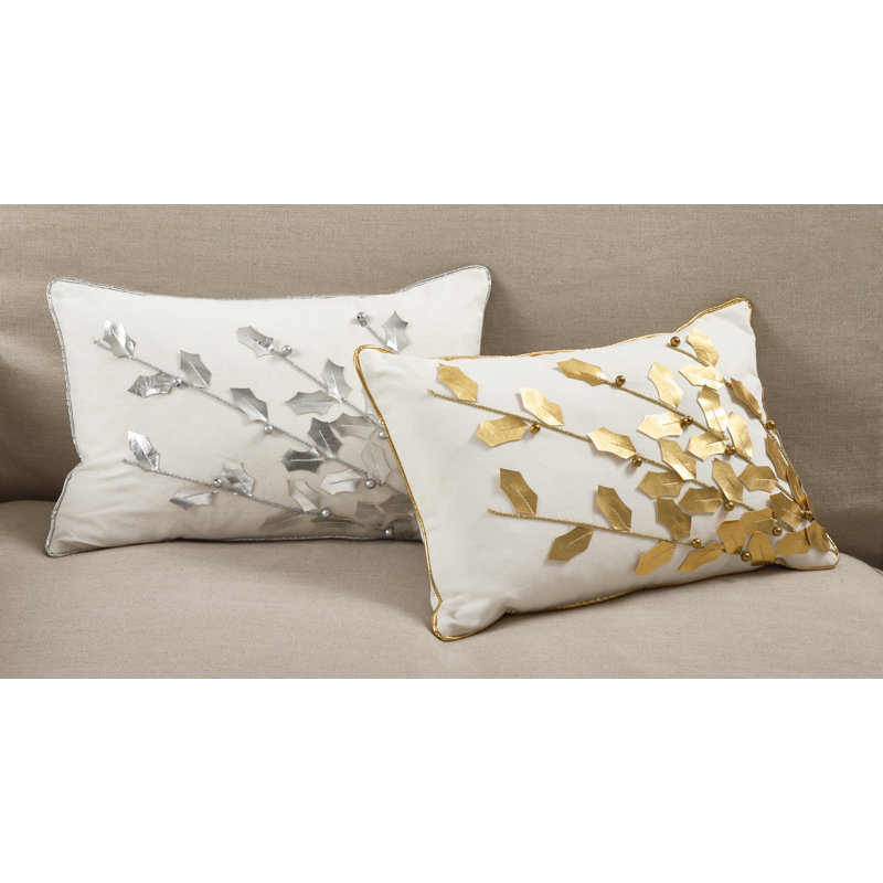Coussin lombaire en coton Poinsettia, Or