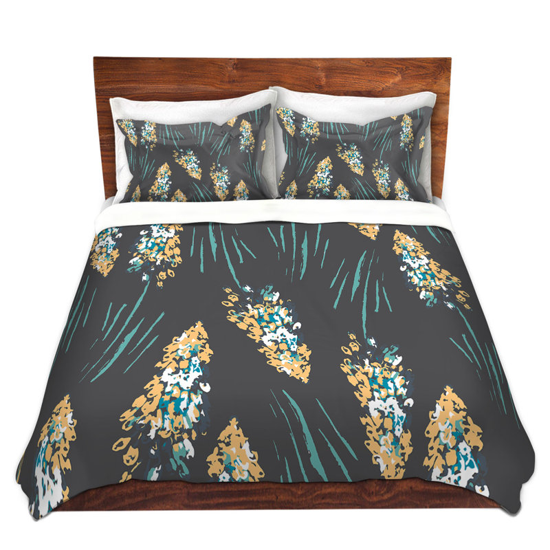 Polyester Floral Duvet Cover Set, 1 King Duvet Cover + 2 King Shams