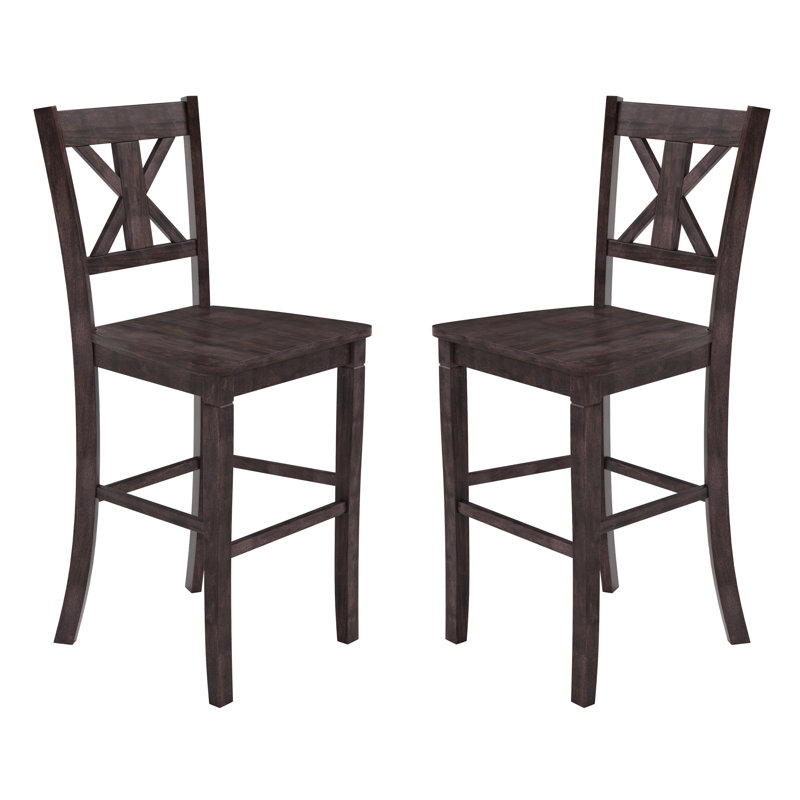 Tabouret en bois massif de 29 po Bakersville, Noyer gris délavé