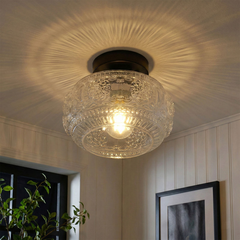 Plafonnier encastré 1 lumière en verre transparent à intensité variable