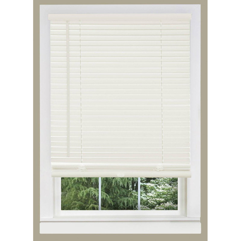 Cordless Window Blinds, Privacy & Light Filtering 1" Slats Vinyl Mini Blind, Alabaster, 35"W x 48"L