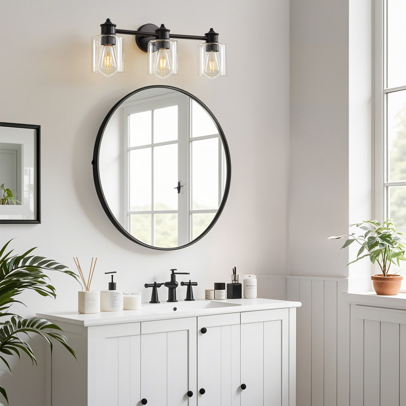 Kishaan 3 - Light Dimmable Vanity Light Bathroom Vanity Light Fixtures, Matte Black