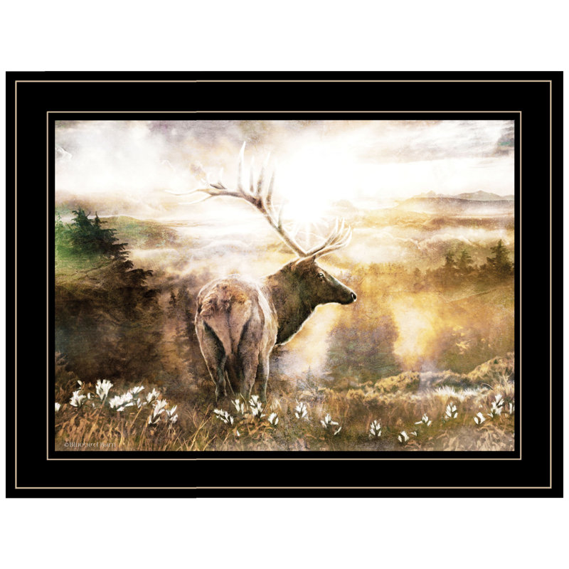 Art mural encadré «Heading Home-Elk» pour le salon, décoration murale par Bluebird Barn Group, Noir