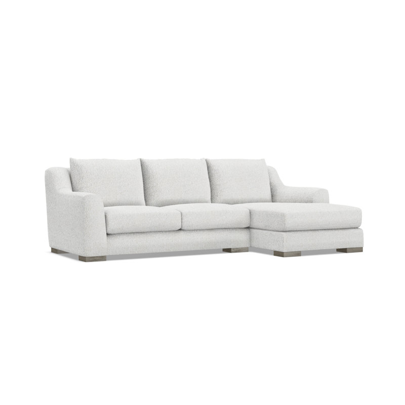 Gabi 3-Piece Fabric Sectional, 35" H x  105" W x 63.5" D, White Polyester, Right Hand Facing