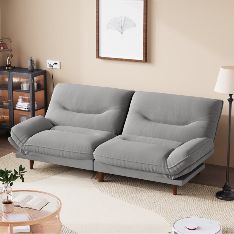 65" FUTON And FUTON Bed, Light Gray Linen