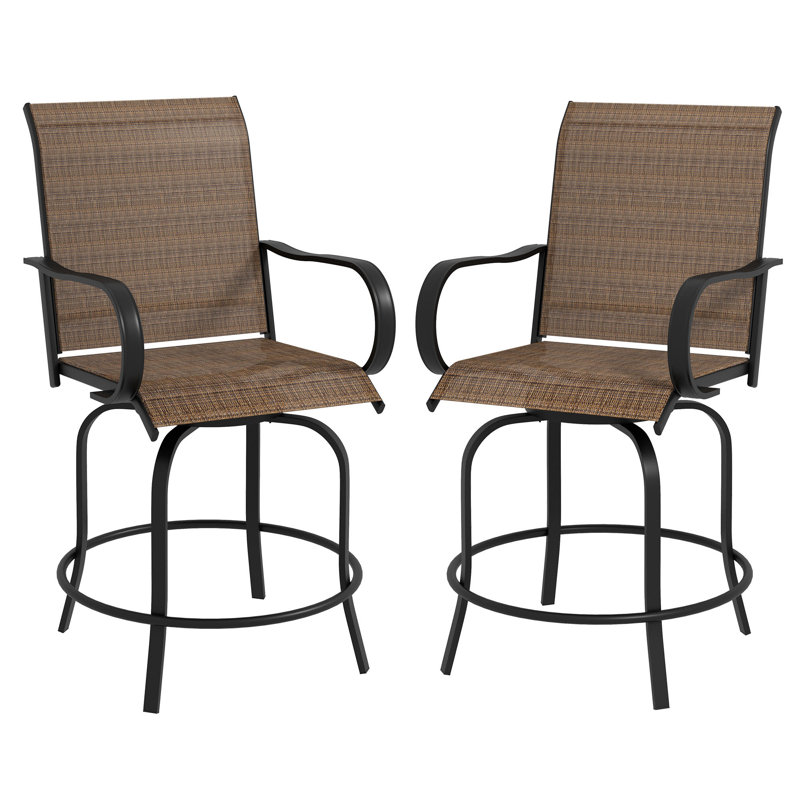 Tabourets de bar d'extérieur avec accoudoirs Outsunny, Brun