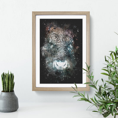 Colourful Bull Cow - Framed Print