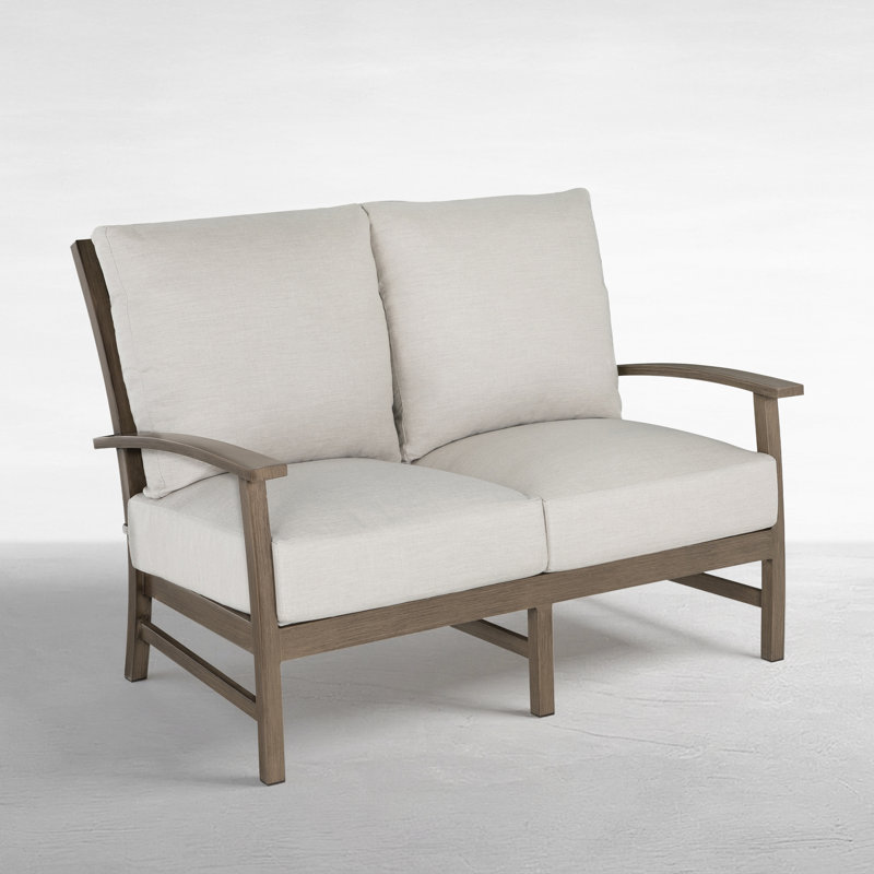 Causeuse Charleston, No Welt + Standard Fill, Lin indigo, Oak