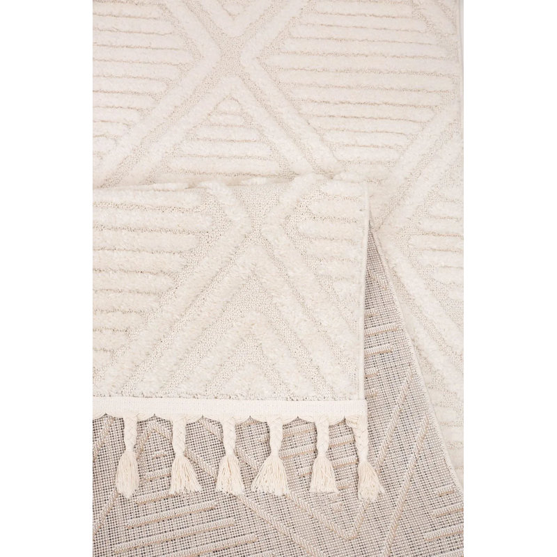 Beige Area Rug (3.3 x 16.4 ft), 100% Polypropylene, 1.7 in Pile Height | Machine Woven, Non-Slip Dot Underside, Antibacterial | Perfect for Living Room & Bedroom Decor | Durable & Easy to Clean