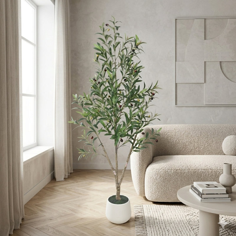 59 po olivier artificiel Real-Touch en pot blanc, 59"
