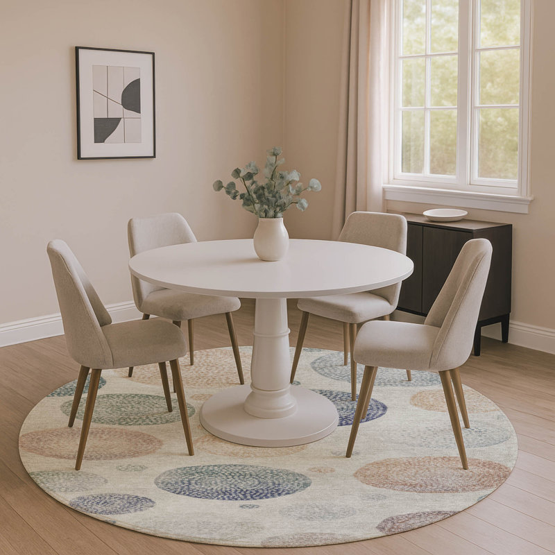 Premium Machine Washable Farolt AMF1897 Geometric Rug, Round 8'