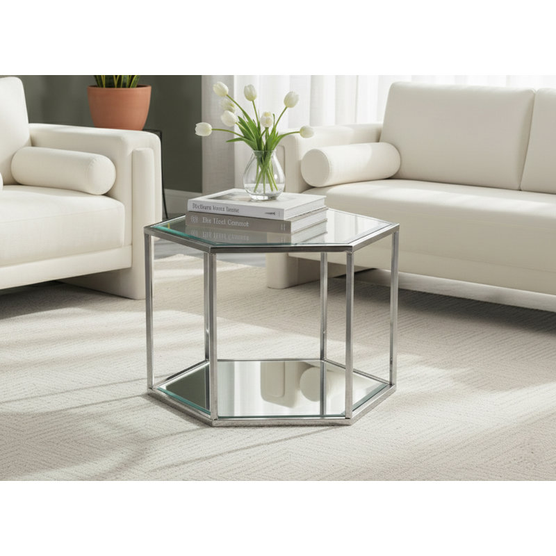 Table basse avec rangement Sei, Chrome