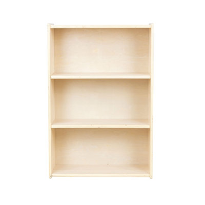 3-Shelf Birch Bookcase Cabinet with UV Finish, Fixed Shelves, and Rounded Corners