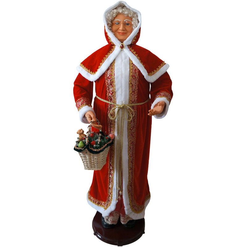 Fraser Hill Farm 58-in. Life-Size Dancing Mrs. Claus with Basket Animatronic Figurine