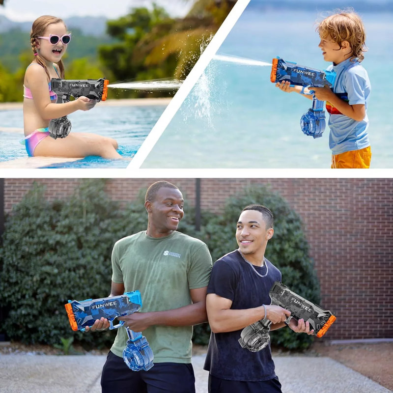 Electric Water Gun Powerful 30 Ft Water Pistol Squirt For Adults Kids Automatic, Blue