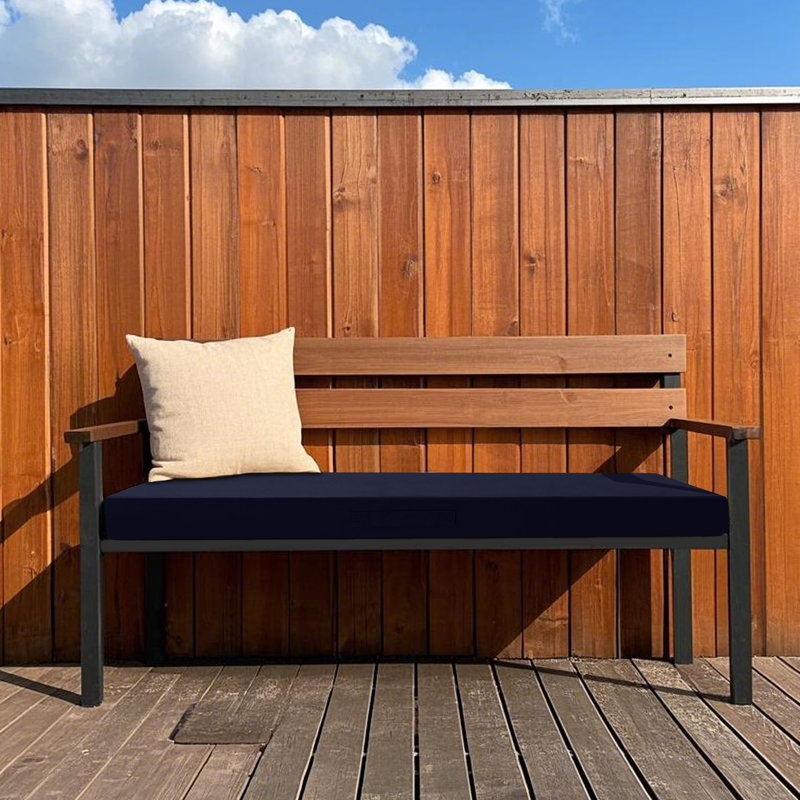 Bench Cushion, Outdoor Chair Cushion with Straps for Patio/Garden (45x18x3in), 48" W x 18" D, Navy