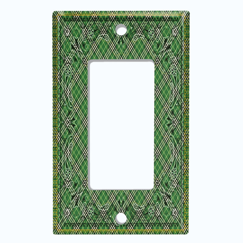 Patterned 1 - Gang Toggle Light Switch Standard Wall Plate, Green