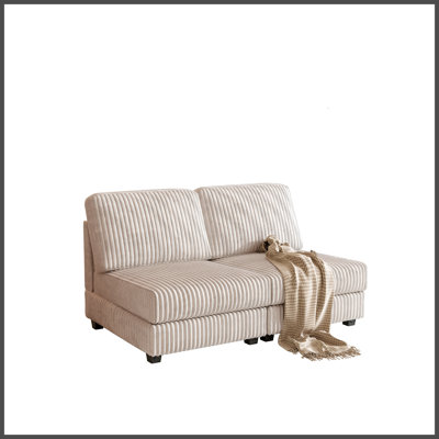 Canapé à deux places, en velours côtelé confortable et doux, convient aux salons, blanc beige