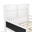 Lit plateforme double avec tableau noir, fabrication en bois massif, tiroirs de rangement et tablettes, conception amusante et peu encombrante, finition espresso-748820695-748820693