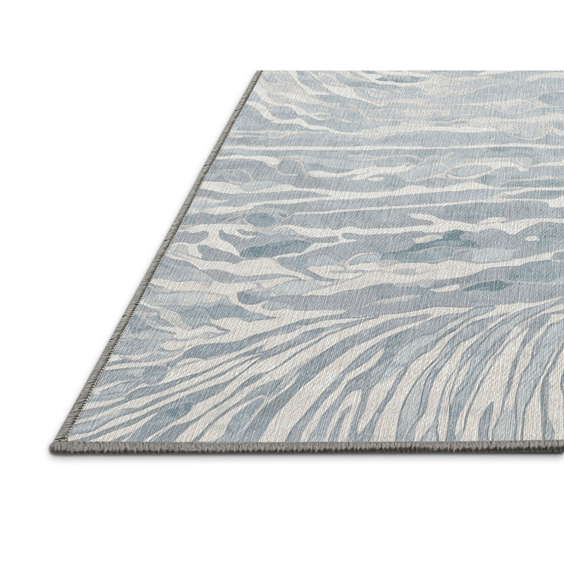 Machine Washable Gray Area Rug, Rectangle 5' x 7'