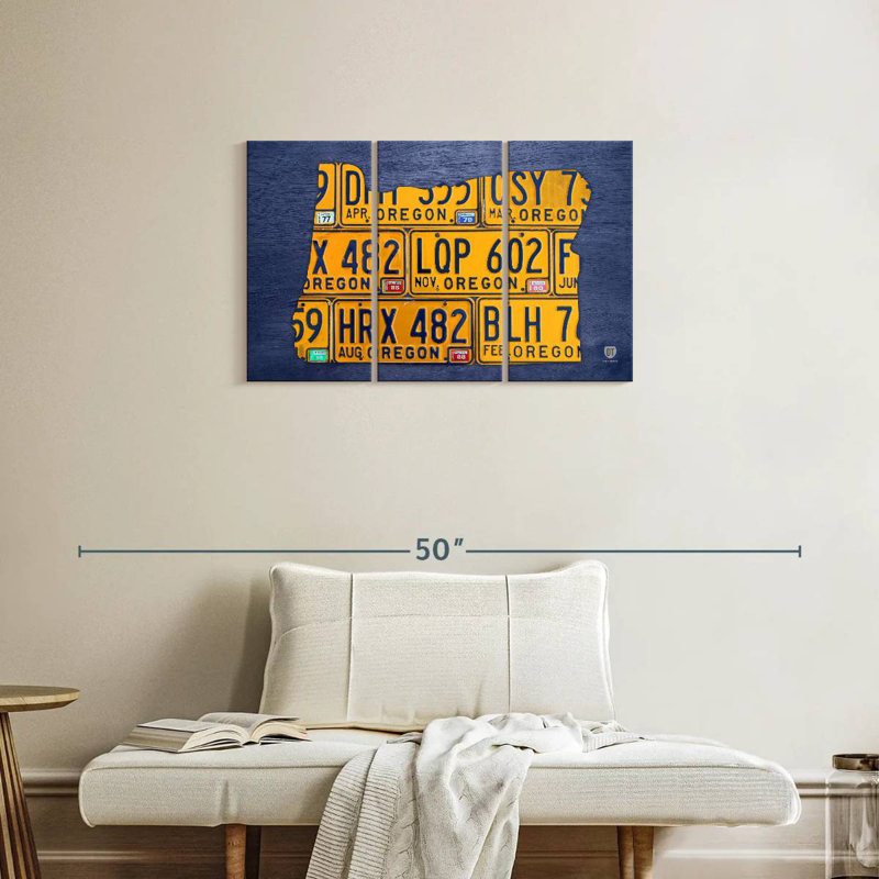 Aliaz Oregon License Plate Map, 20" H x 33" W