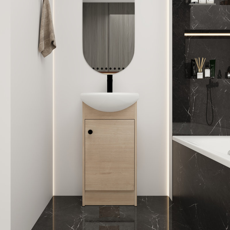 Ensemble de meuble-lavabo autoportant de 18 pouces avec petit meuble-lavabo avec lavabo, meuble-lavabo et lavabo combiné (KD-PACKING) -G-LPB02218PLO