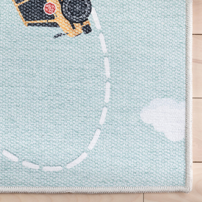 Klingbeil Kids Rugs Traffic Modern Beige Area Rug, Rectangle 6' x 9', Green 