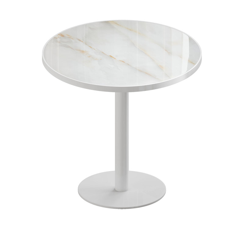 Round Modern Dinning Table 31.5 Inches Bistro Table Tulip Table With Faux Marble Top,Easy Assemble,Sturdy Metal Frame Diameter