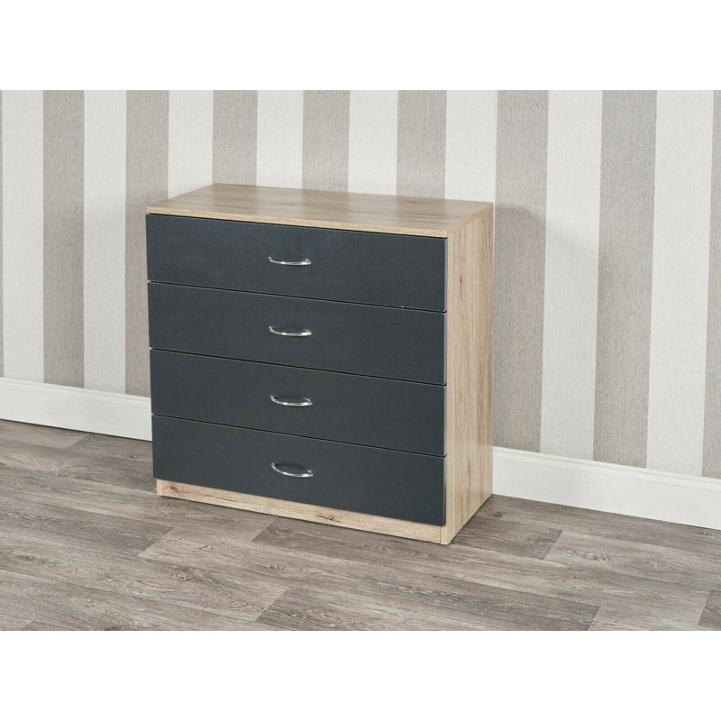 Keeton 75cm W 4 - Drawer Chest of Drawers, Oak/Black