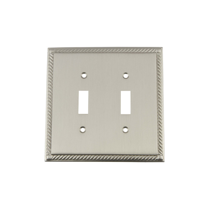 Rope 2-Gang Toggle Light Switch Wall Plate, Satin Nickel