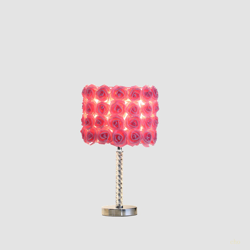 18.25" Roses In Bloom Metal Table Lamp, Yellow
