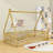 Twin Wooden Floor Bed With Teepee Design And Slats-117046656