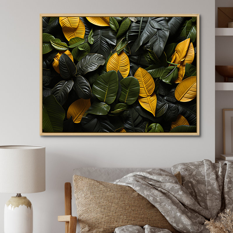" Orange Gray Plants Field Vibrant ", 34" H x 44" W, Natural Floater Framed