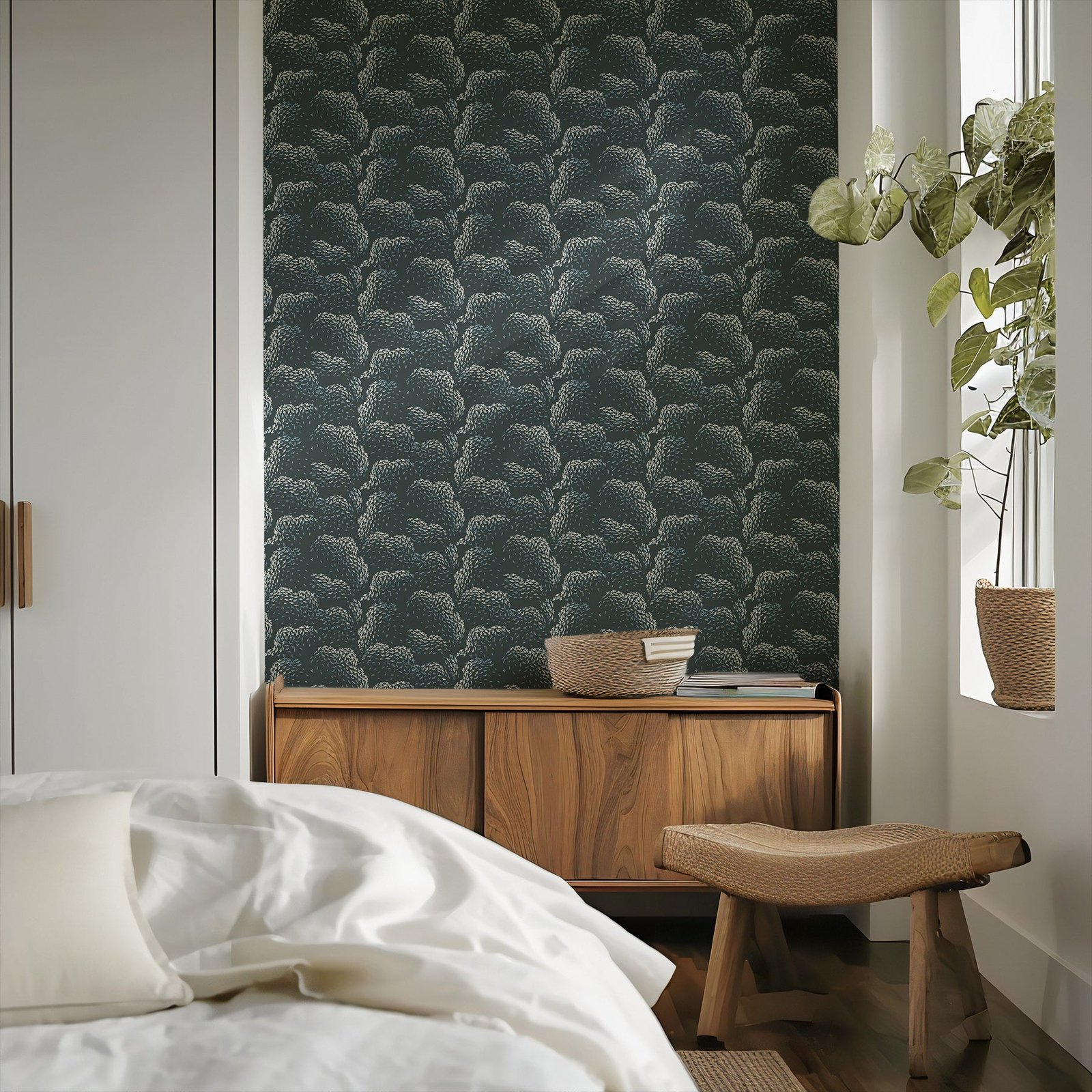 Revel Self-Adhesive Wallpaper Roll, Night Cloud, Faux Grasscloth, Non-pasted