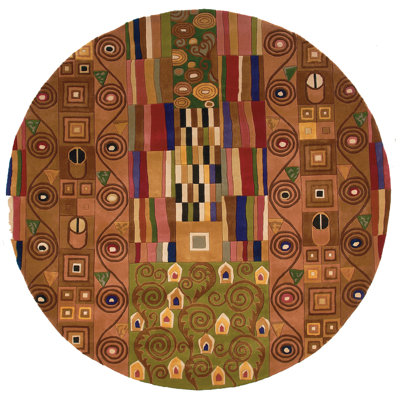 Tapis brun en laine touffeté à la main Heliana