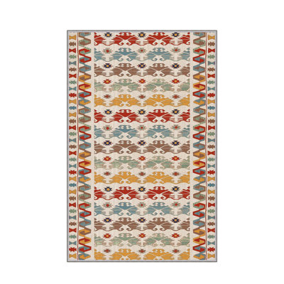 Tapis antibactérien 100% polyester 5,9 x 9,2 pi Luxurious Pois en feutre antidérapant en PVC, d'une hauteur de poils de 0,3 po | Lavable à la machine, impression numérique 3D, parfaite pour le décor du salon et de la chambre à coucher