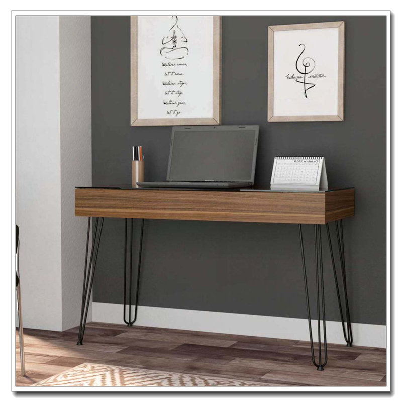Mahogany 1-Drawer Rectangle Writing Desk with Hairpin Legs