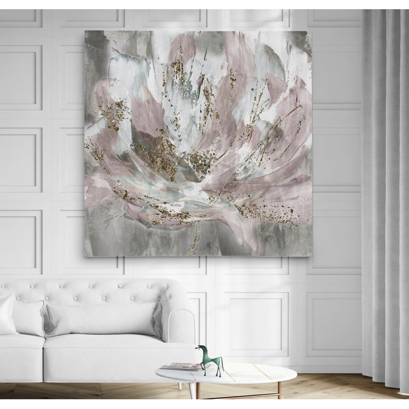 Peinture 'Blush Flower Power', Toile tendue, H 24 po x l 24 po x 1,5 po