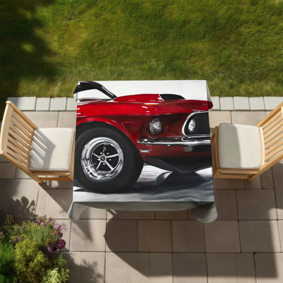 Classic Red Car Tablecloth | Vintage Indoor/Outdoor Decor