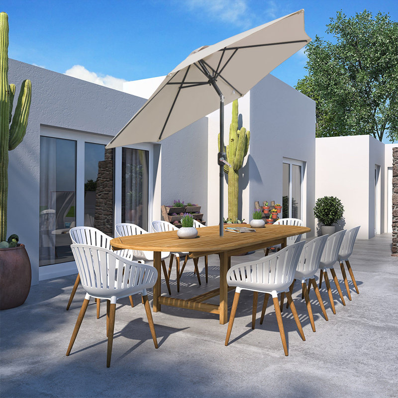 Angalina Traditional Parasol, 235cm H x 270cm W x 270cm D, Cream