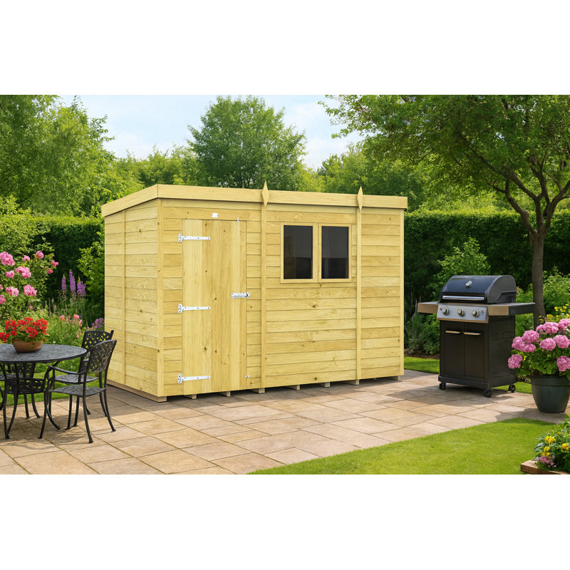 10ft x 5ft Pent Shed - Single Door with Windows