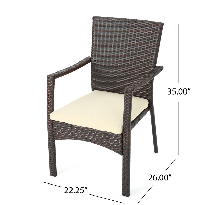 Charleston 3-Piece Brown Wicker Outdoor Stacking Chair Set