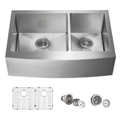 33'' L Double Bowl Stainless Steel Kitchen Sink