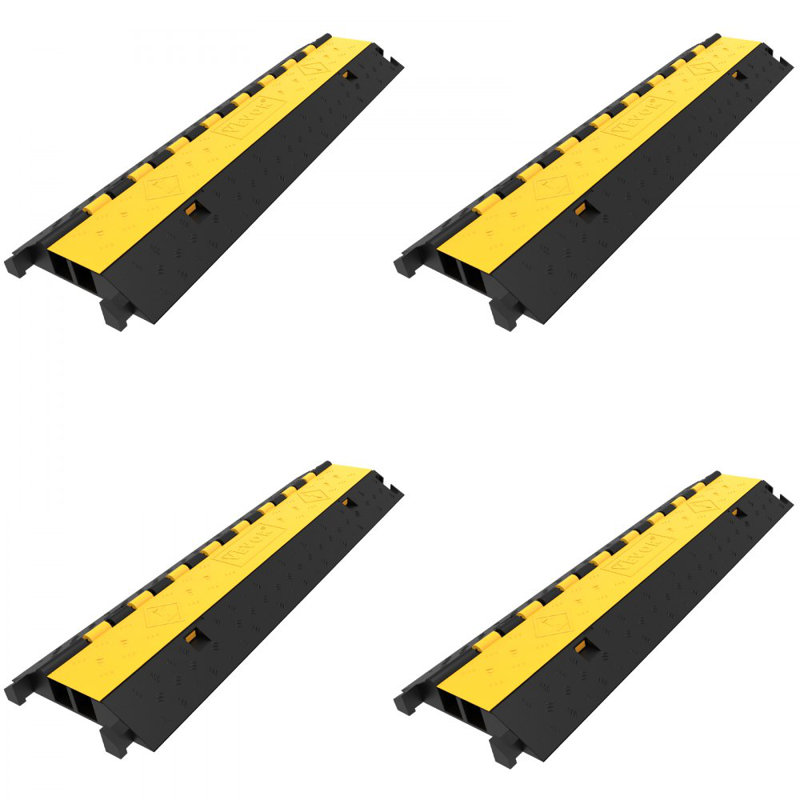 Paquet de 4 rampes de protection de câble en caoutchouc 2 canaux robustes capacité de charge de 66 000 lb Capacité de charge du câble Câble de couverture