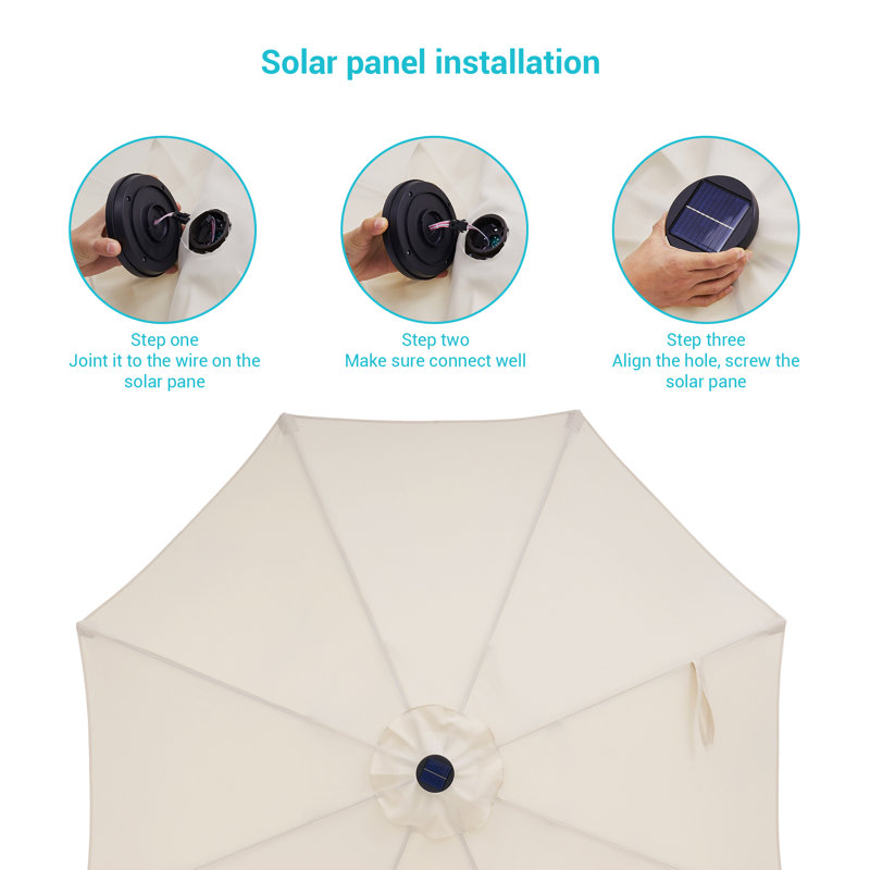 Parasol d'extérieur à DEL 9 pi pour terrasse, bord de piscine et patio Kanila, Beige