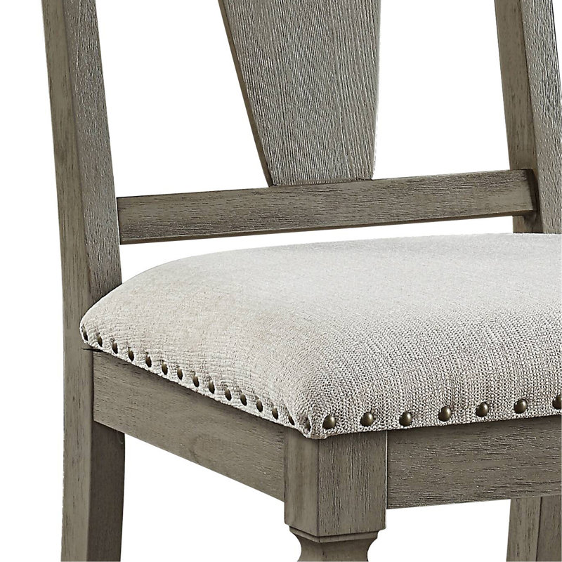 Ensemble de 2 chaises d'appoint en lin beige et chêne vieilli Zumala