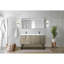 Meuble-lavabo double en acacia rustique 60 po X P 20 po D, dessus en marbre de culture et robinet en métal-117980138